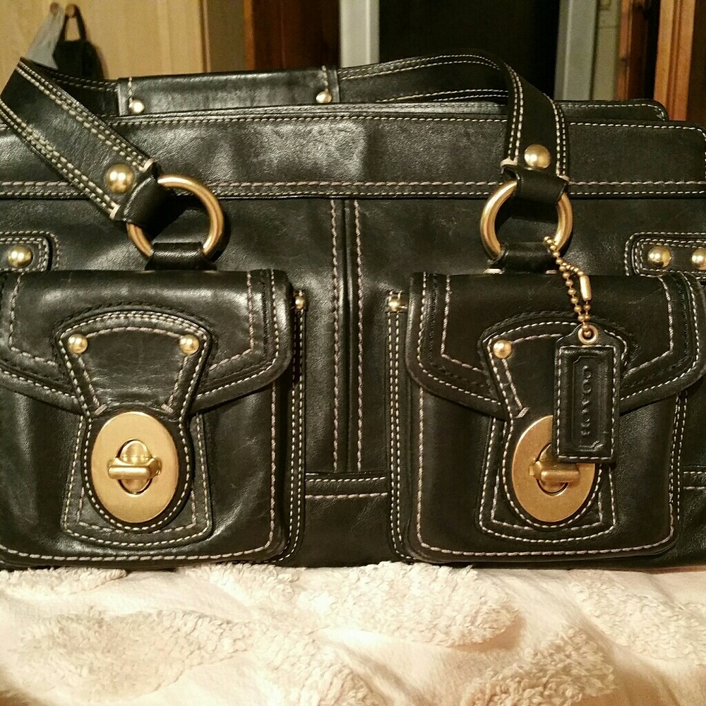 COACH Legacy Leather Double Turn-lock Pocket Satch